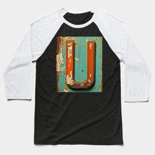 Rusty Letter U Antique Monogram Letter U Initial Alphabet Baseball T-Shirt